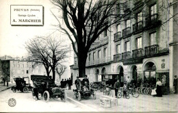 CPA.07.ARDECHE.PRIVAS.BICYCLETTES.MACHINES A COUDRE.GARAGE A.MARCHIER.CARTE PUBLICITAIRE. - Privas