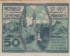 50 HELLER 1920 Stadt SANKT VEIT IM MÜHLKREIS Oberösterreich Österreich #PF046 - [11] Emissions Locales