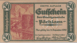 50 HELLER 1920 Stadt PoCHLARN Niedrigeren Österreich Notgeld Banknote #PF117 - [11] Emissioni Locali