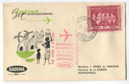 Congo Elisabethville Oblit. Keach 12B(C)1 Sur C.O.B. 346 Sur Lettre Sabena Ière Liaison Par Avion à Réaction Eville-Léo - Storia Postale