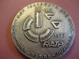 XXXème Anniversaire Du Syndicat FO De La RATP/CGT-Force Ouvrière/Personnels D'exécution/Bronze Nickelé/ 1977     MED495 - Chemin De Fer