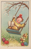 OSTERN KINDER EI Vintage Ansichtskarte Postkarte CPA #PKE341.DE - Pâques