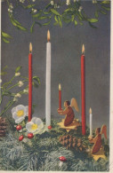 Buon Anno Natale CANDELA Vintage Cartolina CPSMPF #PKD144.IT - Año Nuevo