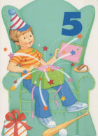 BUON COMPLEANNO 5 Años RAGAZZO BAMBINO Vintage Postal CPSM #PBT962.IT - Cumpleaños