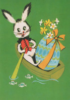 PASQUA CONIGLIO UOVO Vintage Cartolina CPSM #PBO392.IT - Pâques