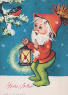 BABBO NATALE Buon Anno Natale Vintage Cartolina CPSM #PBL278.IT - Santa Claus