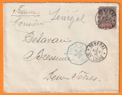 1896 - 25 C Groupe Sur Enveloppe De Saint Louis Du Sénégal Vers Bressuire, Deux Sèvres Par Paquebot N° 5  Ligne J - Lettres & Documents