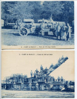 LOT 2 CP Militaria * CAMP De MAILLY Pièce De 155 Long Tractée & Canon De 305 Sur Rail ( Animées Soldats ) - Material