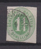 GERMANY-SCHLESWIG, 1865, Used Stamp(s) , 1 1/4  Sch.  Olive Green, Michel Nr(s). 9, Scannr. 12959 - Schleswig-Holstein