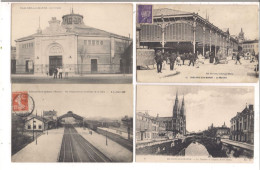 Lot De 4 CPA (51)  CHÂLONS-sur-MARNE  -Le Cirque, Gare Intérieur, Le Marché, Théâtre Et Eglise - Châlons-sur-Marne
