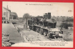 LES LOCOMOTIVES FRANCAISES   P-L-M    CARD 112  MACHUINE No 3665 - Trenes