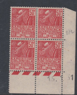 France N° 272 XX Expo. Colo. : 50 C En Bloc De 4 Coin Daté Du 15 . 1 . 31 .; Sans  Point Blanc , Sans Cha.  TB - ....-1929