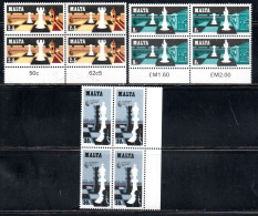 MALTA 1980 CHESS SCACCHI ÉCHECS COMPLETE SET SERIE COMPLETA BLOCK QUARTINA MNH - Malta