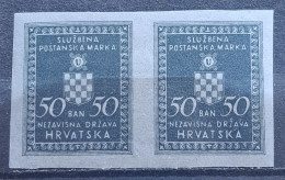 COAT OF ARMS -50 B-PAIR-OFFICIAL STAMPS-IMPERFORATED-NDH-CROATIA-1942 - Kroatien