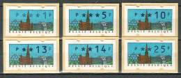 Belgien, ATM (Klüssendorf); MiNr. 22 I D; 1/5/10/13/14/25 (grünschwarz); Postfrisch; A-2701 - Franking Labels