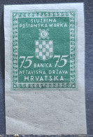 COAT OF ARMS -75 B-OFFICIAL STAMPS-IMPERFORATED-NDH-CROATIA-1942 - Croatie