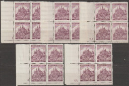 084/ Pof. 30; Corner 4-blocks, Differend Plate Numbers, Narrow Border - Unused Stamps