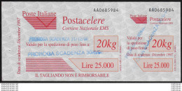 1998 Italia Postacelere L. 20.000 2 Proroghe MNH Sassone N. 9ab - Otros & Sin Clasificación