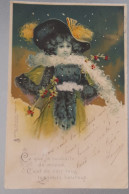 Cpa Litho PRECURSEUR Illustrateur TUCK 185 CLAPSADDLE NS  Fille Femme ELEGANTE BOA   VOEUX VOYAGE 1905 PARIS - Tuck, Raphael