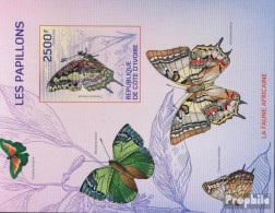 Elfenbeinküste Block189B (kompl.Ausg.) Ungezähnte Marken Postfrisch 2014 Schmetterlinge - Ivory Coast (1960-...)