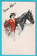 * Fantaisie - Fantasy - Fantasie (Femme - Woman) * (WSSB, Serie 5051 - Usabal) Cheval, Horse, Paard, Chapeau Bonne Année - Frauen