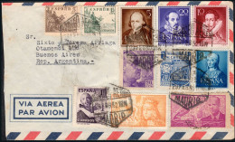 España - Edi O 1070+1098+... - Mat "Correo Aéreo 29/02/52 - Madrid" A Argentina - Storia Postale