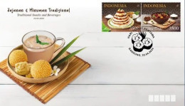 Indonesia Indonesie 2024 Stamp First Day Cover FDC Traditional Snacks And Beverages New - Indonesië