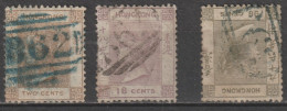 1862 - HONG KONG (CHINA) - YVERT N° 1+4+7 OBLITERES DEFECTUEUX - SANS FILIGRANE - COTE =  755 EUR - Unused Stamps