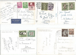 Germany BRD #5 Pcards With Mutli Frankings To Italy 1954/1960 - Lettres & Documents