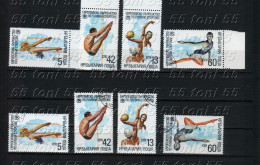 1985 European Swimming Champ. Series + Series Error Stamp - Reversed Center – Used(O) Bulgaria / Bulgarie - Gebruikt