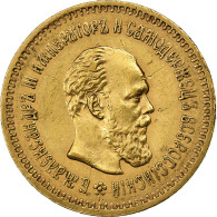 Russie, Alexander III, 5 Roubles, 1886, St. Petersburg, Or, TTB+, KM:42 - Russie