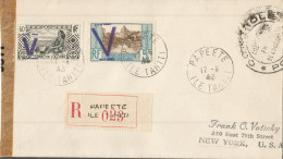 OCEANIE -  WW2 - 5 FR 60 CENT. FRANKING ON REGISTERED COVER FROM PAPEETE TO THE USA - 1943 - Covers & Documents