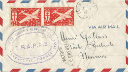 OCEANIE -  TRAPAS - 3 FR. FRANKING ON AIR COVER FROM PAPEETE TO NEW CALEDONIA - RETURNED TO SENDER - 1947 - Brieven En Documenten