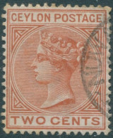 Ceylon 1883 SG146 2c Pale Brown QV FU (amd) - Sri Lanka (Ceilán) (1948-...)