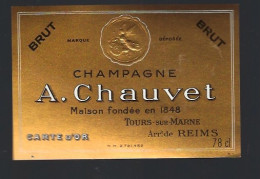 Etiquette Champagne  Brut Carte D'or  A Chauvet Tours Sur Marne Marne 51 Avec Sa Collerette - Champan