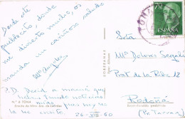 54879. Postal TONA (Barcelona) 1960. Ermita Nuestra Sra De Lourdes, Fechador Violeta - Cartas & Documentos