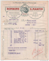 75 FACTURE BONBONS " SALADE RUSSE "   S. MARTIN à PARIS 1931  - ( R3 ) - Alimentos
