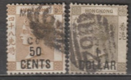 1885 - HONG KONG (CHINA) - SURCHARGES - YVERT N° 50+52 OBLITERES - COTE =  85 EUR - Gebruikt