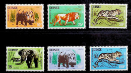 1962-Guinea (MNH=**) Serie 6 Valori Ippopotamo Leone Elefante Ghepardo - Guinée (1958-...)