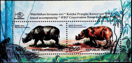 1996-Indonesia (MNH=**) Foglietto 2 Valori WWF Rinoceronte - Indonesia