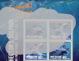 1991-Nuova Zelanda (MNH=**) Foglietto 4v."Fauna In Via D'estinzione,delfini" - Sonstige & Ohne Zuordnung