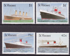 1989-St.Vincent (MNH=**) S.4v."Transatlantici Famosi" - St.Vincent (1979-...)