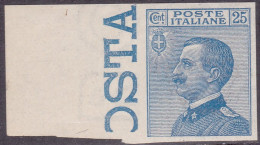 1908-Italia (MNH=**) 25c."Michetti"non Dentellato Con Bordo Di Foglio,catalogo S - Nuevos