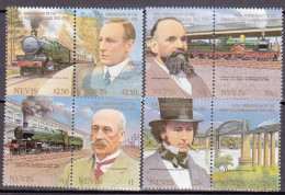 1985-Nevis (MNH=**) S.8v."anniversario Delle Ferrovie" - Otros - América