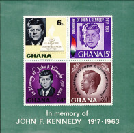 1965-Ghana (MNH=**) Foglietto S.4v."anniversario Di Kennedy"cat.Yvert Euro 7,5 - Ghana (1957-...)