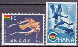 1959-Ghana (MNH=**) Posta Aerea S.2v."Uccelli" Soprastampati Nuova Moneta 1959-G - Ghana (1957-...)