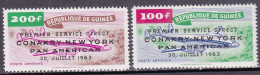 1963-Guinea (MNH=**) Posta Aerea S.2v."Servizio Aereo Diretto Conakry N.Y."catal - República De Guinea (1958-...)