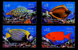 2002-Maldive Serie 4 Valori Pesci - Malediven (1965-...)