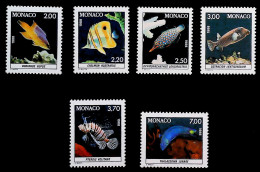 1988-Monaco (MNH=**) Serie 6 Valori Pesci - Sonstige & Ohne Zuordnung