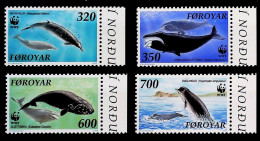 1990-Faeroer (MNH=**) Serie 4 Valori WWF Balena - Isole Faroer